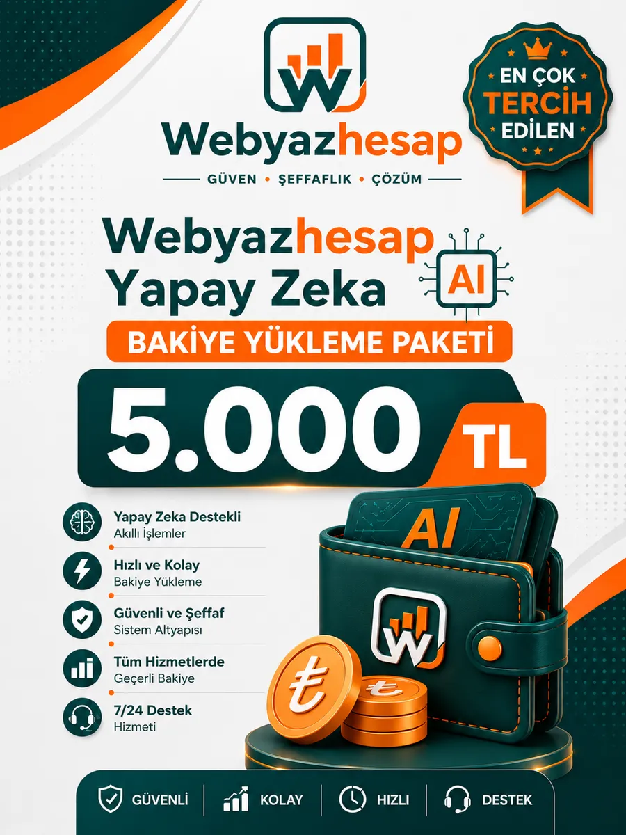 Webyazhesap Yapay Zeka Bakiye Yükleme 5 Bin
